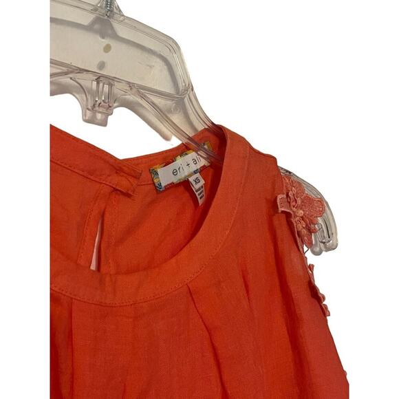 Anthropologie Eri + Ali Jemima Top Blouse Women's XS 100% Linen Cold Shoulder 3/ - Picture 4 of 5